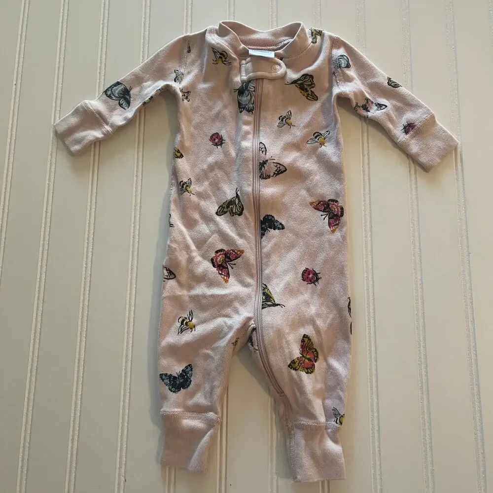 Hanna Andersson Butterfly Sleeper Pajamas‎ Size Baby Girls 0/3 Months